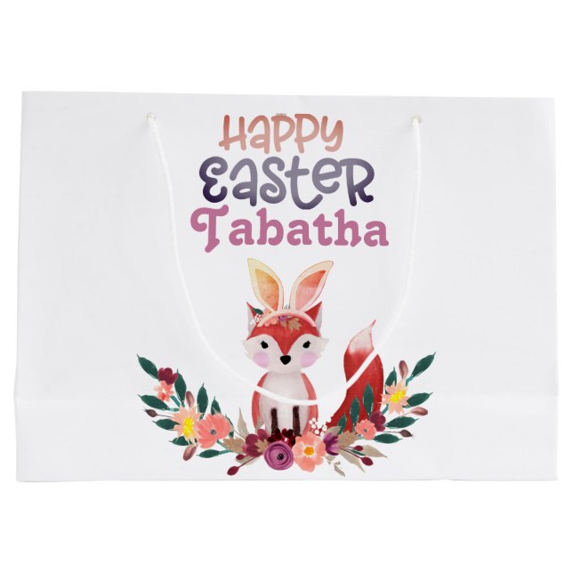 Sacola Para Presentes Grande Coelhinho de Páscoa Foxy Fofo (Verso)