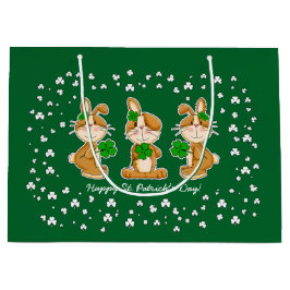 Sacola Para Presentes Grande Coelhinhos bonitos com Rua de pincéis. Dia de Patr