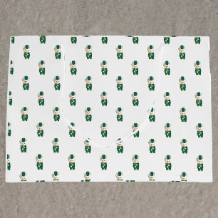Sacola Para Presentes Grande Coelho da Banda Marcial Trombone Verde Dourado Pad