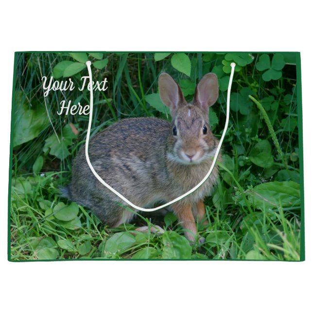 Sacola Para Presentes Grande Coelho Marrom Selvagem Cinto Personalizado Animal (Frente)