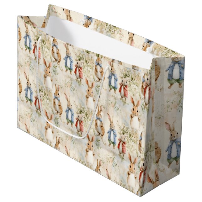 Sacola Para Presentes Grande Coelhos de jaquetas (Frente inclinada)