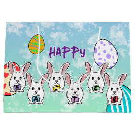 Sacola Para Presentes Grande Coelhos de Páscoa em Forma de Ovo