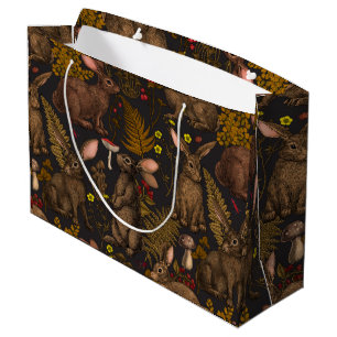 Sacola Para Presentes Grande Coelhos e flora florestal Grande Saco-Presente