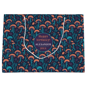 Sacola Para Presentes Grande Cogumelo Roxo Caprichoso Floresta Natureza Bosque
