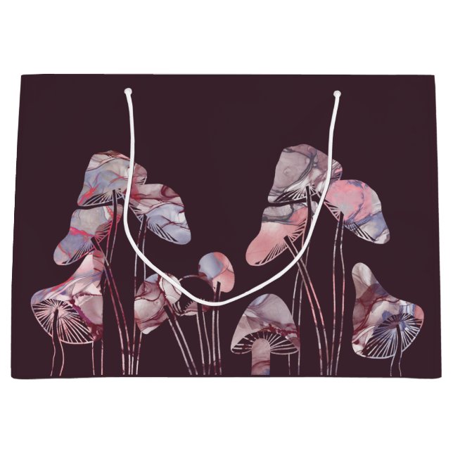 Sacola Para Presentes Grande Cogumelos de tinta púrpura (Frente)