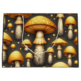 Sacola Para Presentes Grande Cogumelos Dourados