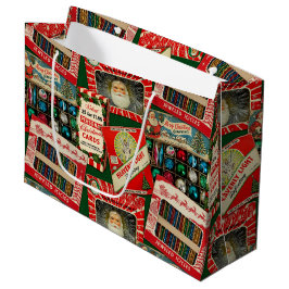 Sacola Para Presentes Grande Colagem de Decorações de Natal Vintage Retrô
