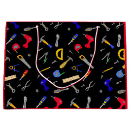 Sacola Para Presentes Grande Colagem de Ferramentas Feliz Aniversário