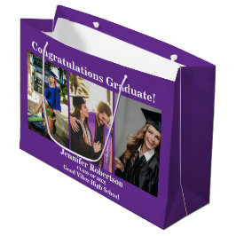 Sacola Para Presentes Grande Colagem de Fotos Personalizada da Turma de Formatu