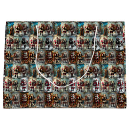 Sacola Para Presentes Grande Colagem de Papais noeis Vintage | Pai Natal