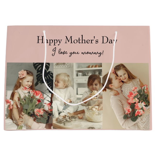 Sacola Para Presentes Grande Colagem e mensagem de fotos - Presente personaliza (Frente)