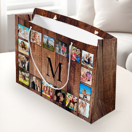 Sacola Para Presentes Grande Colagem Fotográfica Personalizada da Família Madei