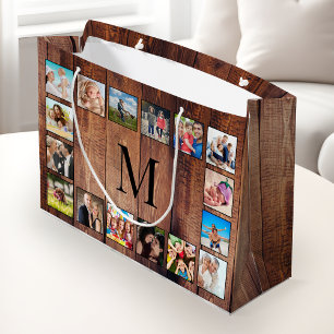 Sacola Para Presentes Grande Colagem Fotográfica Personalizada da Família Madei