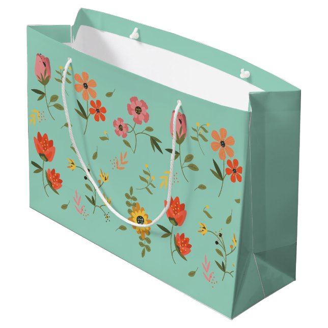 Sacola Para Presentes Grande coleção de flores (Verso inclinado)