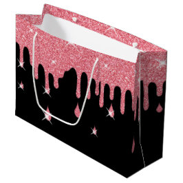 Sacola Para Presentes Grande Coleta de Efeito Brilhante Cor-de-Rosa e Estimulaç