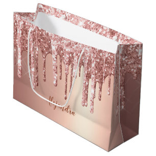 Sacola Para Presentes Grande Colírio na moda de cobre, rosa de cobre, dourado,