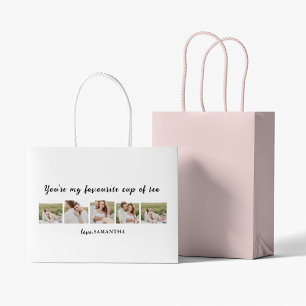 Sacola Para Presentes Grande Collage Casal Photo & You Are My Cup Of Tea Cote