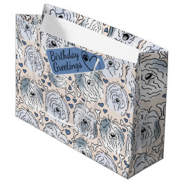 Sacola Para Presentes Grande Collie Cartoon Cabeças sem costura