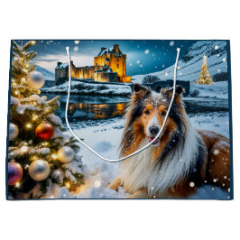 Sacola Para Presentes Grande Collie Holiday