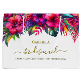 Sacola Para Presentes Grande Colorful Tropical Garden Floral Wedding Bridesmaid