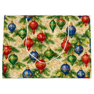 Sacola Para Presentes Grande Colorful Vintage Hanging Christmas Ornaments