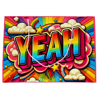 Sacola Para Presentes Grande Colorful YEAH Gift Bag.