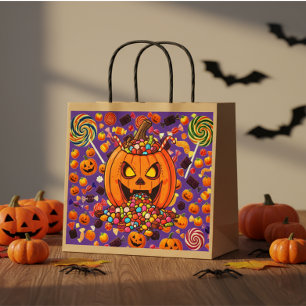 Sacola Para Presentes Grande Colorido Halloween Candy Pumpkins