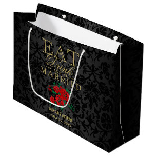 Sacola Para Presentes Grande Coma, beba e seja casado - Vermelho e Preto