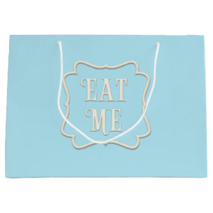 Sacola Para Presentes Grande "Coma-Me" Festa Maravilha do Tea Party Pastel Blue