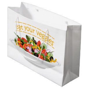 Sacola Para Presentes Grande Coma seus vegetais Cite salada fresca misturar tig