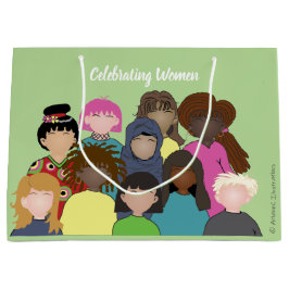 Sacola Para Presentes Grande Comemorando mulheres, igualdade, saco do presente