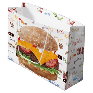Sacola Para Presentes Grande Comida Rápida CHURRASCO Cheeseburger