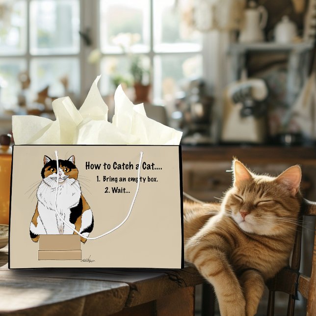 Sacola Para Presentes Grande Como pegar um gato (Criador carregado)