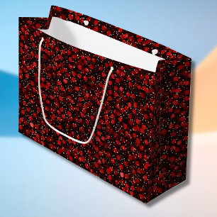 Sacola Para Presentes Grande Confetes Vermelhos Elegantes no Estilo Brilho Pret