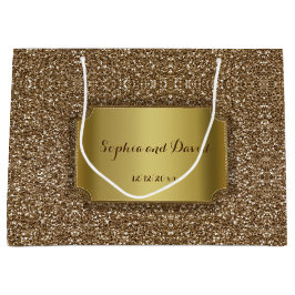 Sacola Para Presentes Grande Convites de Casamento  | Dourado cliente de brilho