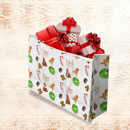 Sacola Para Presentes Grande Cookies de Natal com Aquarela