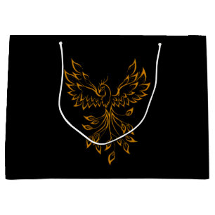 Sacola Para Presentes Grande Copper Dourado Phoenix sobe em preto