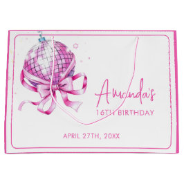 Sacola Para Presentes Grande Coquete de Disco Cor-de-Água Rosa 16 Docinho