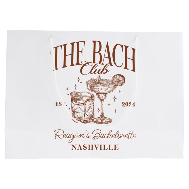 Sacola Para Presentes Grande Coquetel Retro Coquetel Personalizado Castanho (Verso)