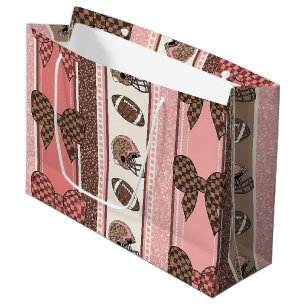 Sacola Para Presentes Grande Coquette Futebol Laços Estampa de Leopardo (2)