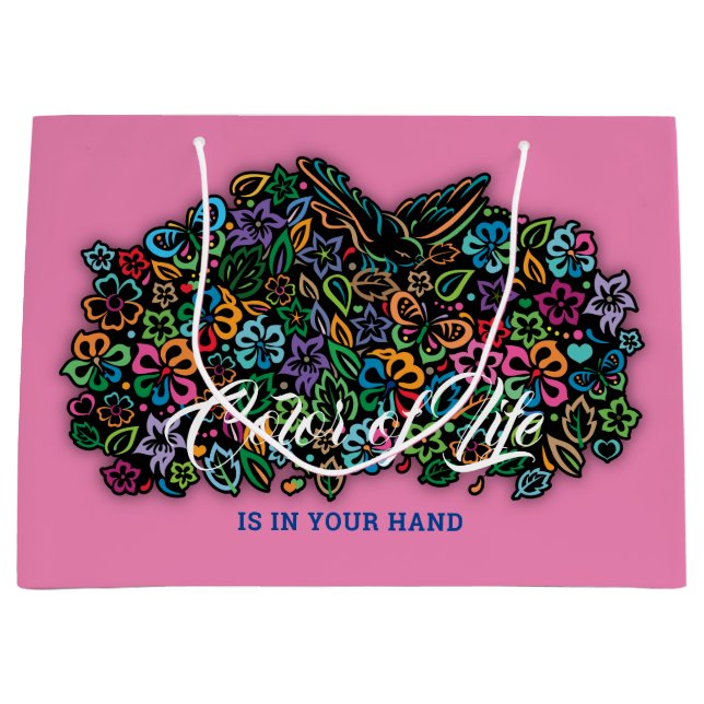 Sacola Para Presentes Grande Cor elegante do Design de vida útil (Frente)