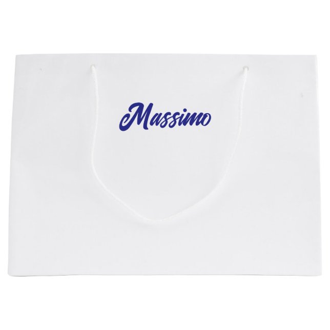 Sacola Para Presentes Grande Cor Profunda Azul Simples Calligraphia Moderna Pró (Frente)