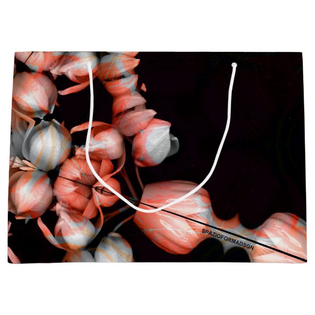 Sacola Para Presentes Grande "Coração branco a preto do sol" (Frente)