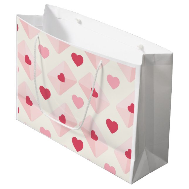 Sacola Para Presentes Grande Coração de Amor Bonito (Frente inclinada)