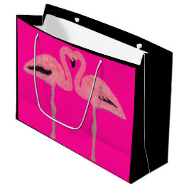 Sacola Para Presentes Grande Coração flamingo cor-de-rosa