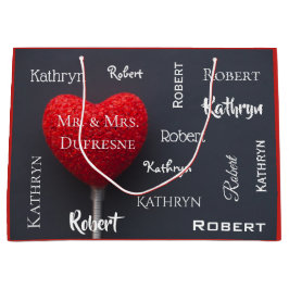 Sacola Para Presentes Grande Coração Romântico Personalizado