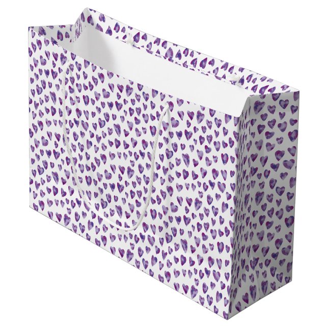 Sacola Para Presentes Grande Coração Roxo (Frente inclinada)