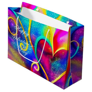 Sacola Para Presentes Grande Corações abstratos cintilantes valentine