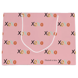 Sacola Para Presentes Grande Corações Coloridos "XOXO" Dia dos Namorados