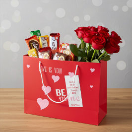 Sacola Para Presentes Grande Corações Cor-de-Rosa Galante Personalizados em Ver